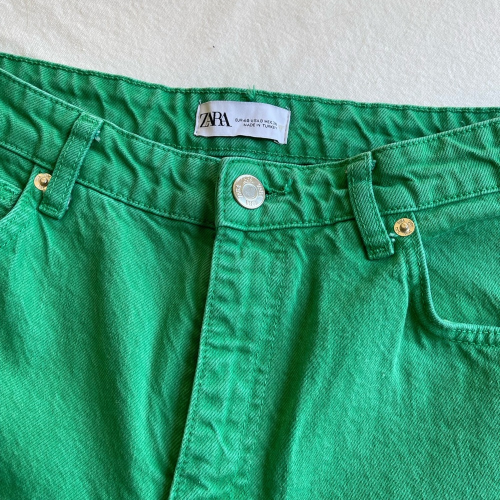 Zara green wide leg jeans